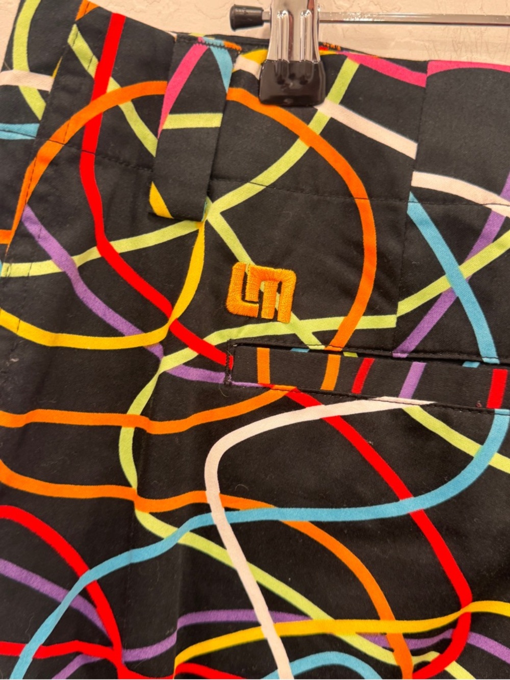Loudmouth Golf Shorts Women’s 10 Black Neon Lines Athletic Cotton Blend Outdoor - Picture 4 of 5